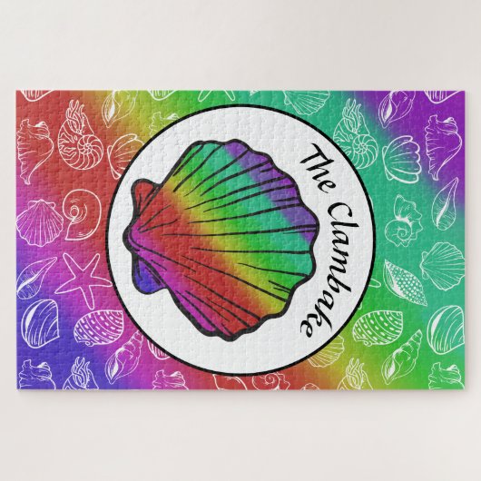 Clambake Regenboog Clam Schelpdier Patroon 20" x 3 Legpuzzel (Horizontaal)