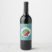 Clambake Regenboog Schelp Schaaldieren Patroon Fee Wijn Etiket (Voorkant)