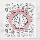 Clambake roze mousserende wijn cirkel zeeschelpen  wijn etiket (Enkel label)
