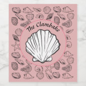 Clambake Roze Mousserende Wijn Schelpen Patroon Pa Wijn Etiket (Enkel label)