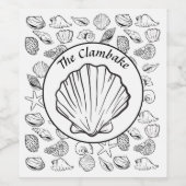 Clambake Schelpen Patroon Feest Wijnlabel Wijn Etiket (Enkel label)
