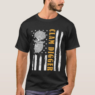 Clamming Patriottische Amerikaanse vlag Clam Grave T-shirt