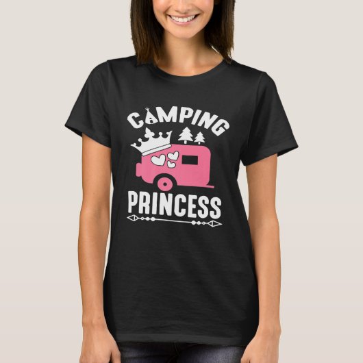 Clamping Princess Cute Camping Campfire T-shirt (Voorkant)