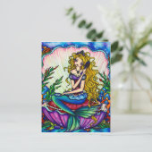 Clamshell Mermaid Fantasy Fairy Art Briefkaart (Staand voorkant)
