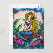 Clamshell Mermaid Fantasy Fairy Art Briefkaart (Voorkant / Achterkant)
