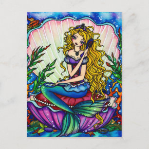 Clamshell Mermaid Fantasy Fairy Art Briefkaart