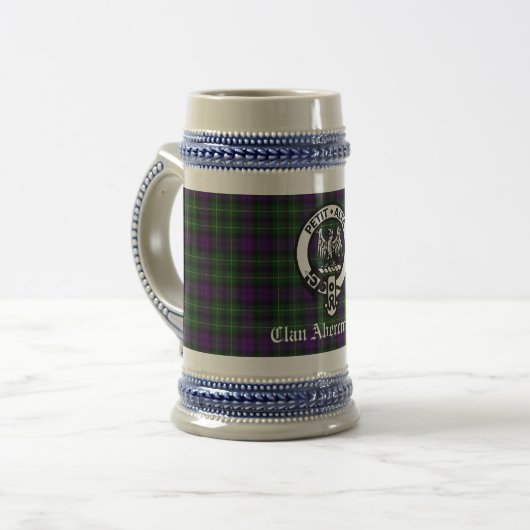 Clan Abercrombie Crest Badge & Tartan Custom Bierpul (Voorkant links)