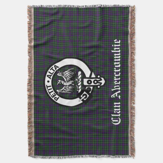 Clan Abercrombie Crest Badge & Tartan Deken (Voorkant Verticaal)