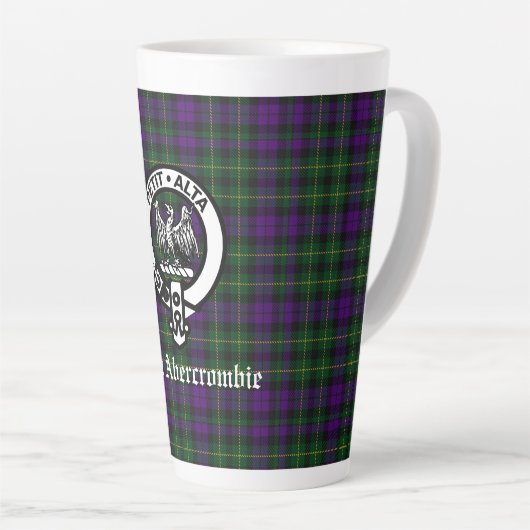 Clan Abercrombie Tartan & Crest Latte Mok (Rechterhoek)