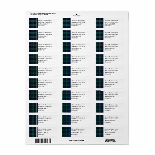 Clan Abercrombie Tartan Etiket (Full Sheet)