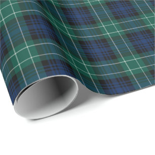Clan Abercrombie Tartan Groen en Blauw Plaid Cadeaupapier