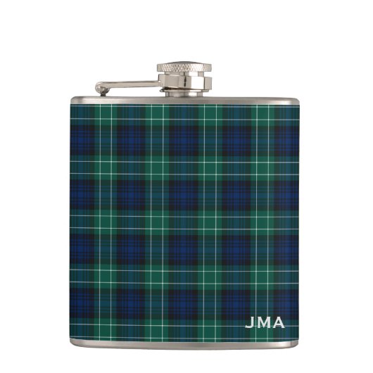Clan Abercrombie Tartan Monogrammed Heupfles (Voorkant)