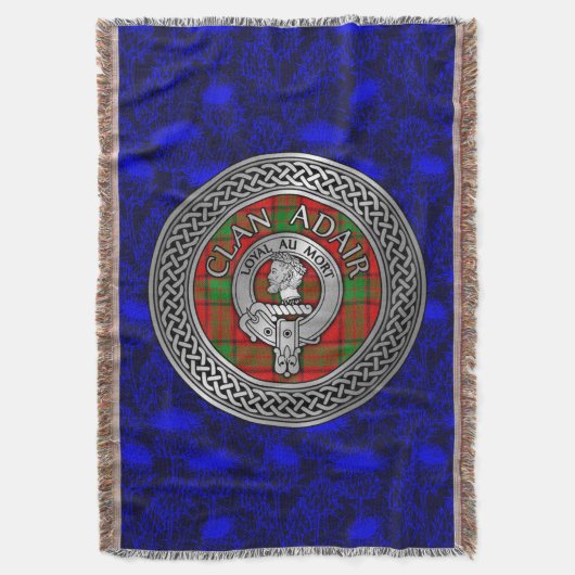 Clan Adair Crest & Tartan Knot Deken (Voorkant Verticaal)