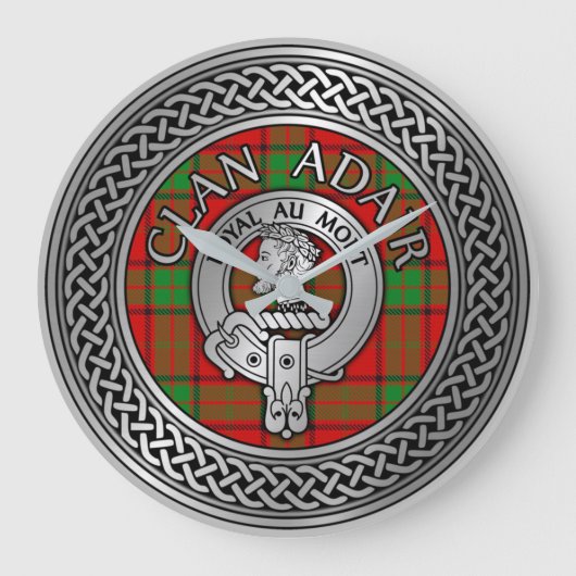 Clan Adair Crest & Tartan Knot Grote Klok (Voorkant)