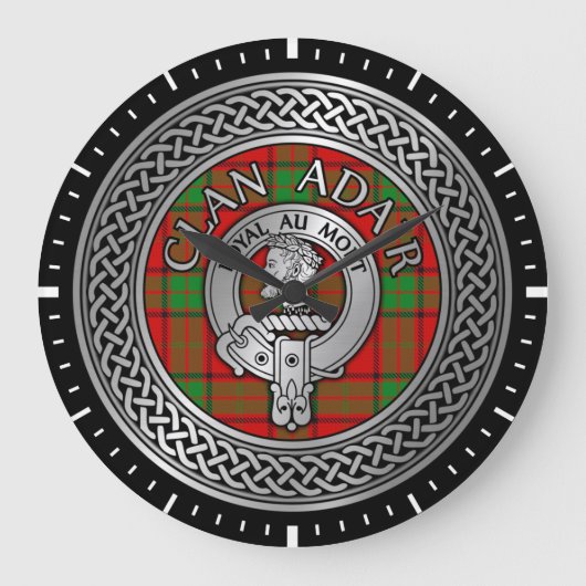 Clan Adair Crest & Tartan Knot Grote Klok (Voorkant)