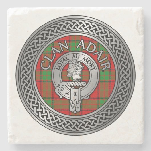 Clan Adair Crest & Tartan Knot Stenen Onderzetter (Voorkant)