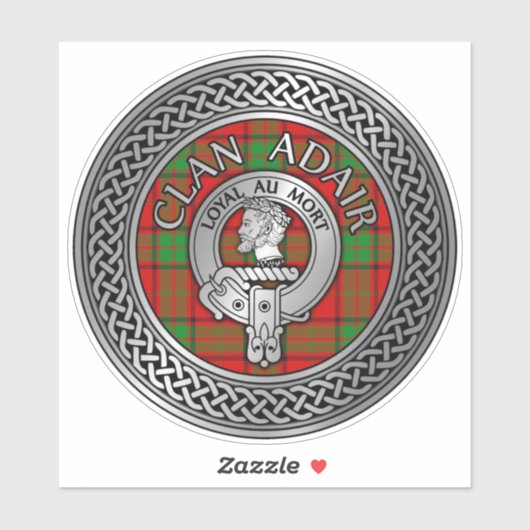 Clan Adair Crest & Tartan Knot Sticker (Vel)