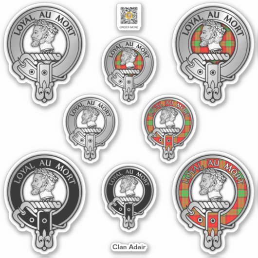 Clan Adair Crest & Tartan Sticker (Voorkant)