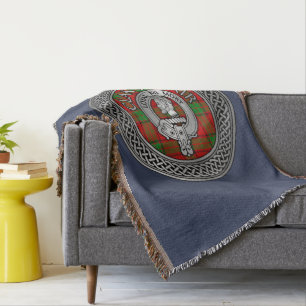Clan Adair Wapenschild & Tartan Knoop Deken