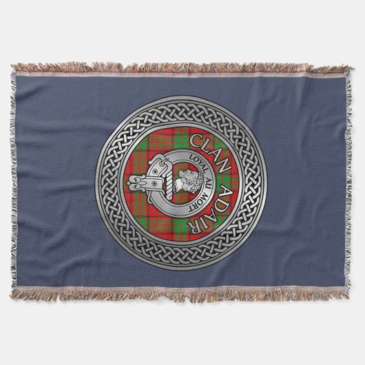 Clan Adair Wapenschild & Tartan Knoop Deken (Voorkant)