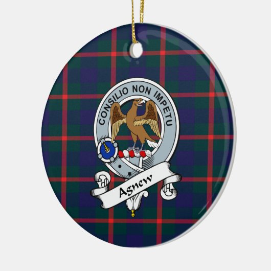 Clan Agnew Badge Tartan Pset Keramisch Ornament (Links)