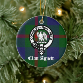 Clan Agnew Crest Badge en Tartan Keramisch Ornament