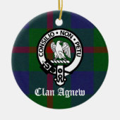 Clan Agnew Crest Badge en Tartan Keramisch Ornament (Voorkant)
