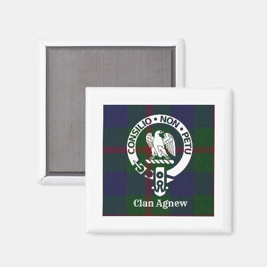 Clan Agnew Crest Badge en Tartan Magneet (Voorkant / Achterkant)