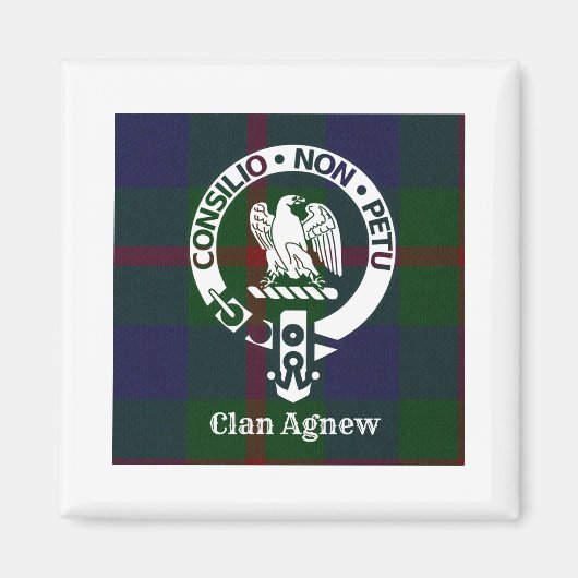 Clan Agnew Crest Badge en Tartan Magneet (Voorkant)