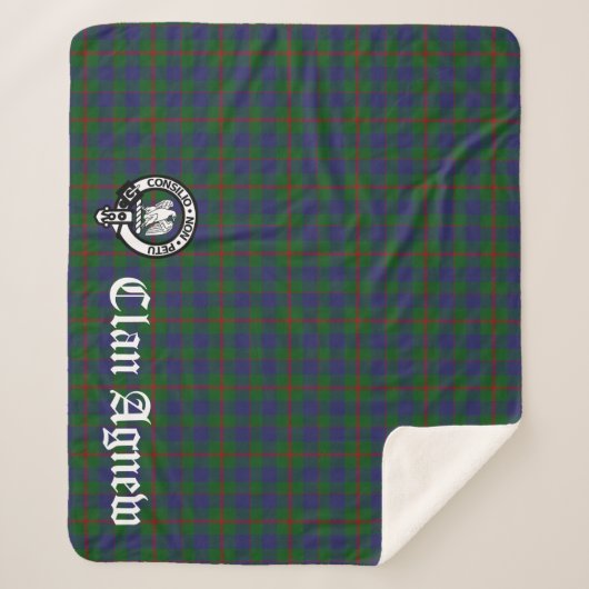 Clan Agnew Crest Badge en Tartan Sherpa Deken (Voorkant)