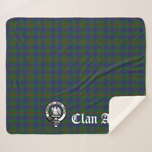 Clan Agnew Crest Badge en Tartan Sherpa Deken (Voorkant (horizontaal))