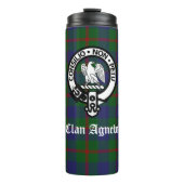 Clan Agnew Crest Badge en Tartan Thermosbeker (Voorkant)