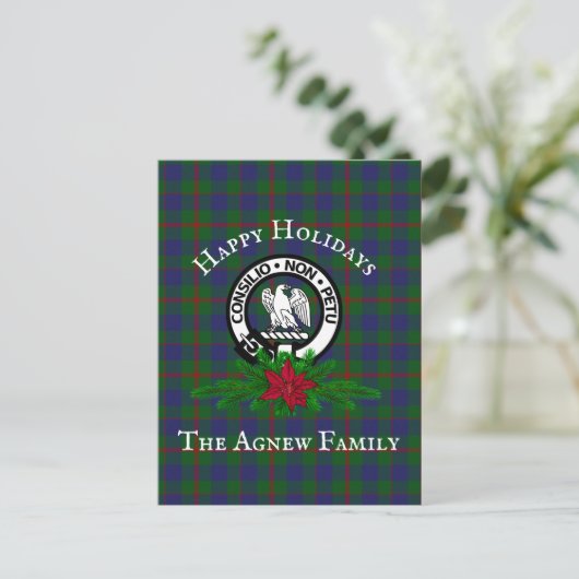 Clan Agnew Crest & Tartan Holiday Briefkaarten (Staand voorkant)