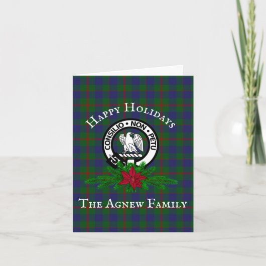 Clan Agnew Crest & Tartan Holiday Kaart (Voorkant)
