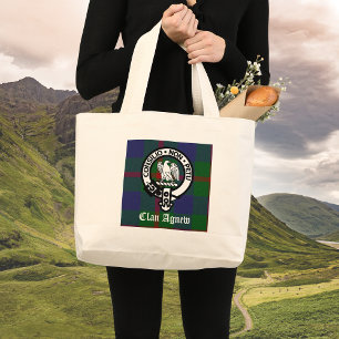 Clan Agnew Tartan Crest Grote Tote Bag