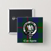 Clan Agnew Tartan Crest Vierkante Button 5,1 Cm (Voorkant /achterkant)