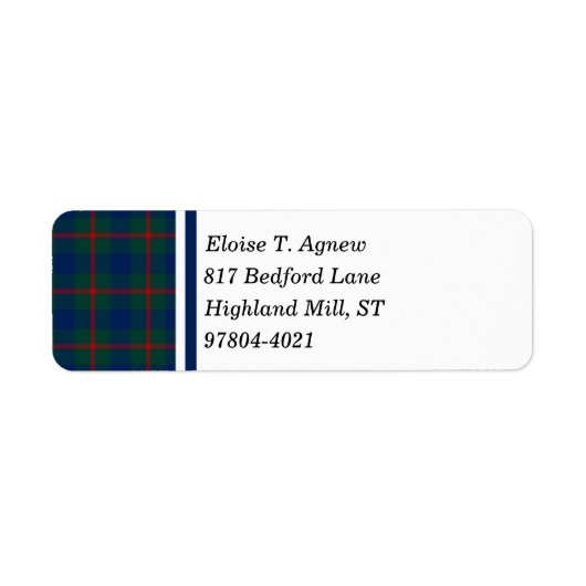 Clan Agnew Tartan Etiket (Voorkant)