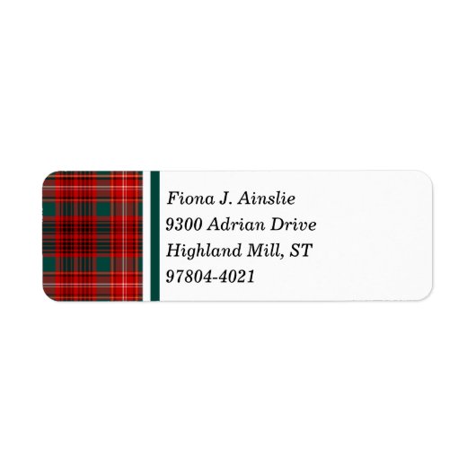 Clan Ainslie Tartan Etiket (Voorkant)
