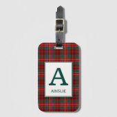 Clan Ainslie Tartan Monogram Bagagelabel (Voorkant (verticaal))