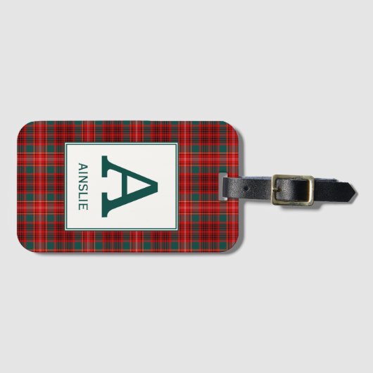 Clan Ainslie Tartan Monogram Bagagelabel (Voorkant (horizontaal))