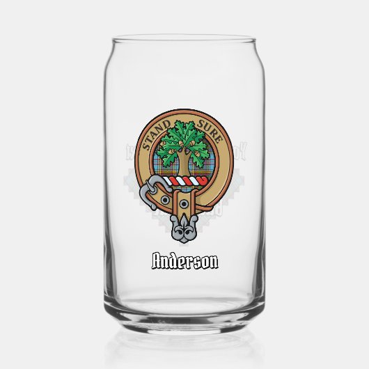 Clan Anderson Crest over Tartan Blikvorm Glas (Voorkant)