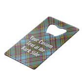 Clan Anderson Crest over Tartan Creditkaart Flessenopener (Achterkant Gekanteld)