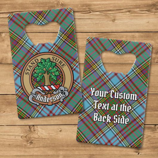 Clan Anderson Crest over Tartan Creditkaart Flessenopener