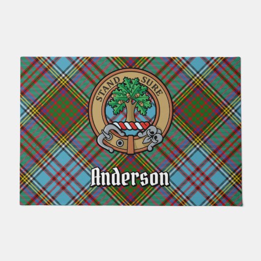 Clan Anderson Crest over Tartan Deurmat (Voorkant)