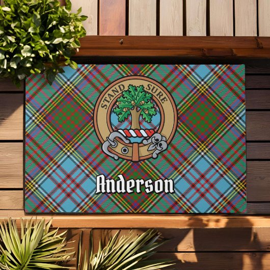 Clan Anderson Crest over Tartan Deurmat