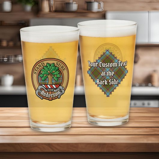 Clan Anderson Crest over Tartan Glas