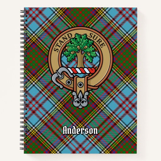 Clan Anderson Crest over Tartan Notitieboek (Voorkant)