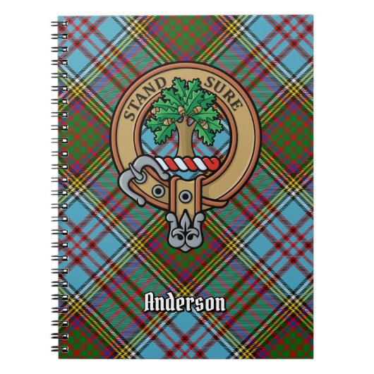 Clan Anderson Crest over Tartan Notitieboek (Voorkant)