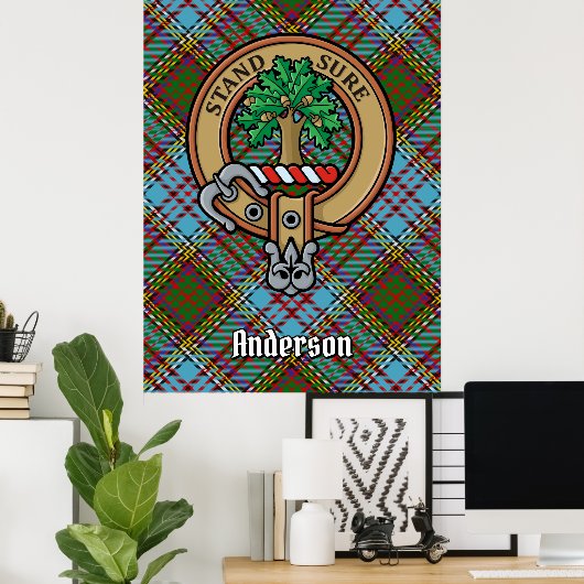 Clan Anderson Crest over Tartan Poster (Thuiskantoor)