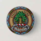 Clan Anderson Crest over Tartan Ronde Button 5,7 Cm (Voorkant)